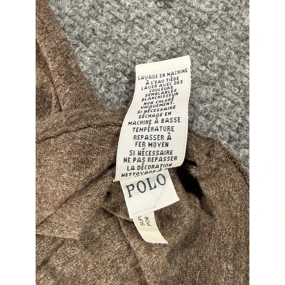 Polo Ralph Lauren Mens Large Long Sleeve Shirt Brown Heather Green Pony Logo
